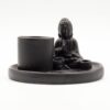 Plato de incienso de cerámica con Buda - Negro mate