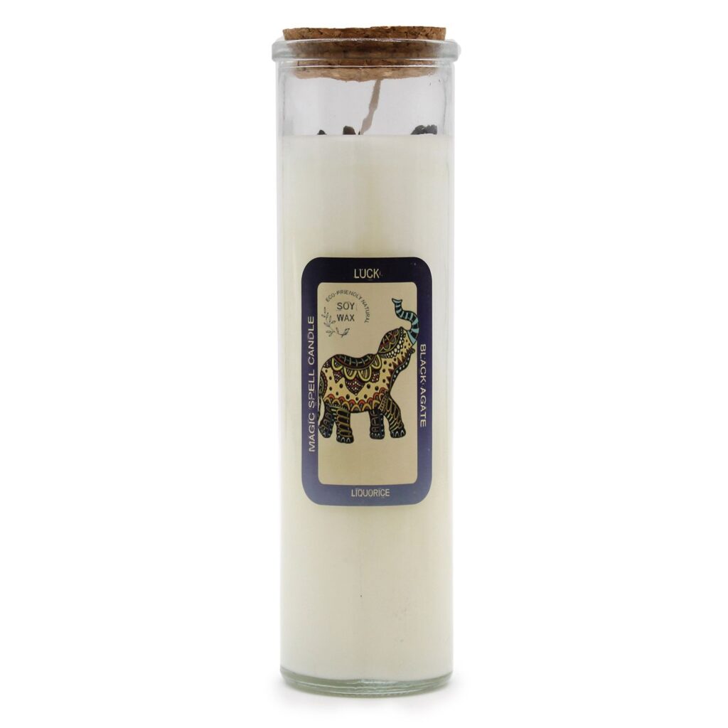 Vela de hechizo con piedras naturales - Suerte