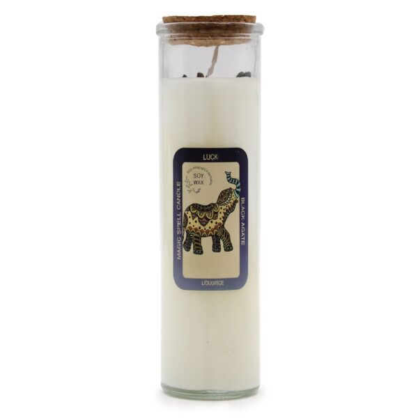Vela de hechizo con piedras naturales - Suerte