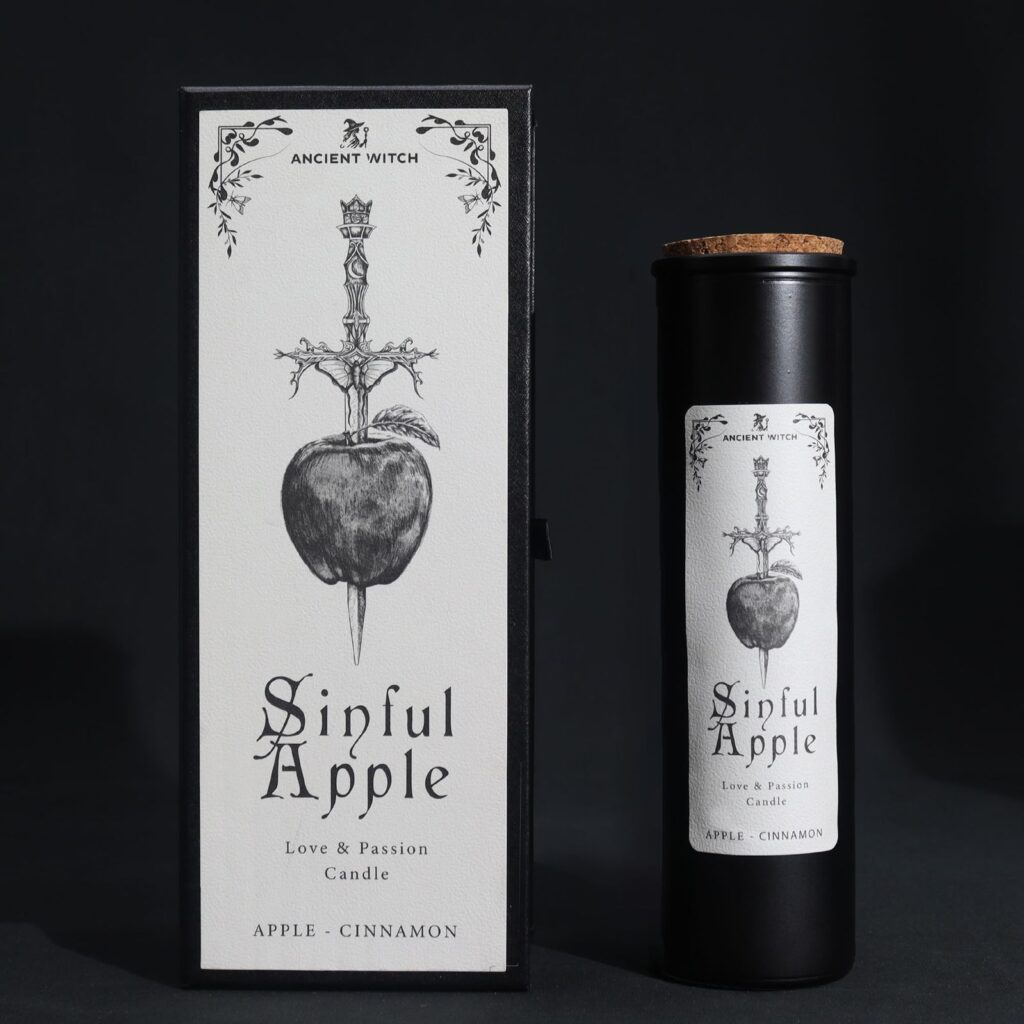 Vela ritual de bruja antigua en caja de regalo - Manzana pecaminosa