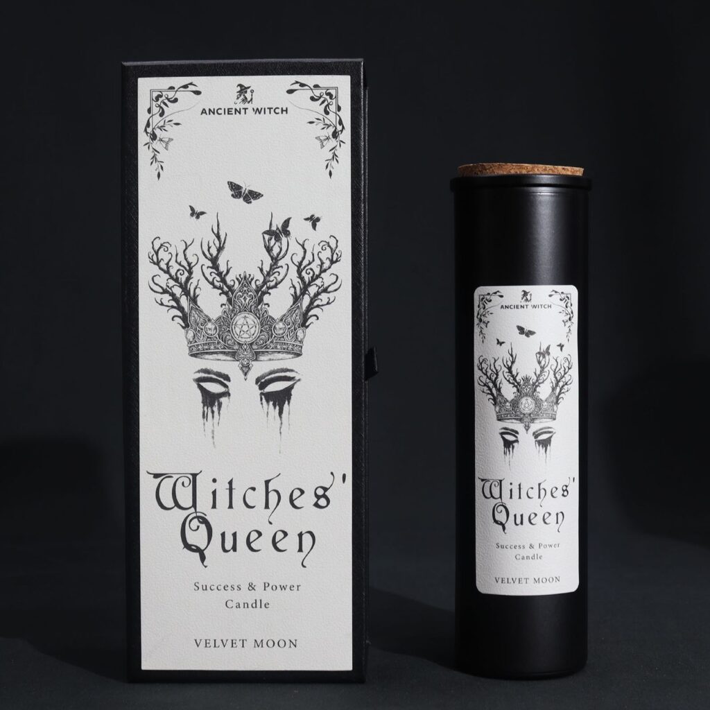 Vela ritual de bruja antigua en caja de regalo - Reina de las brujas