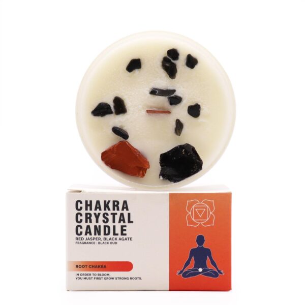 Vela de chakra con piedras naturales - Raíz
