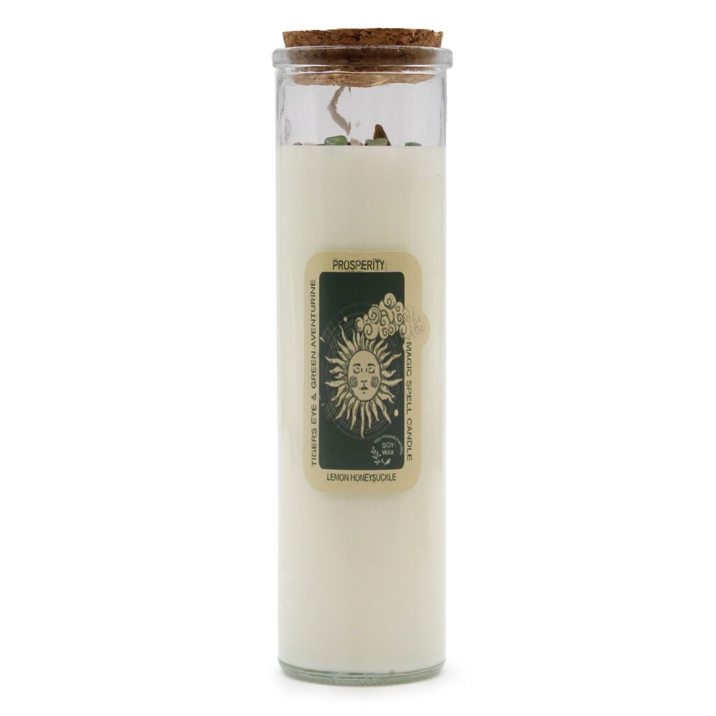 Vela de hechizo con piedras naturales - Prosperidad