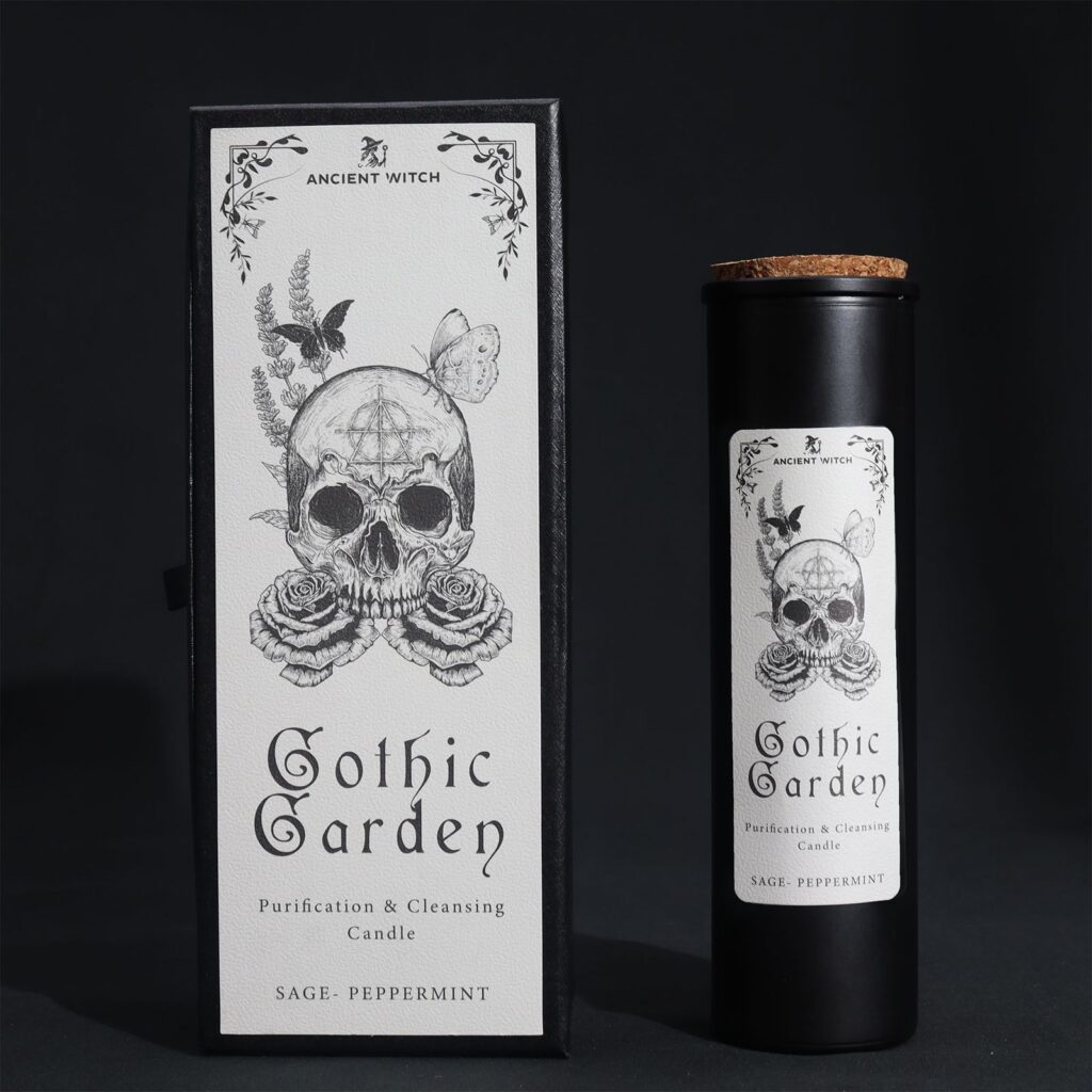 Vela ritual de bruja antigua en caja de regalo - Jardín gótico