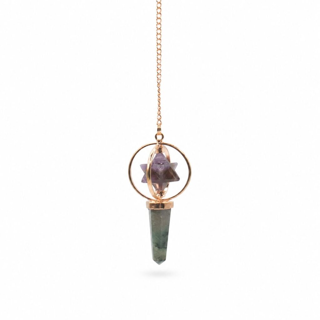 Péndulo de cobre con Merkaba de amatista y labradorita - Navegador cósmico
