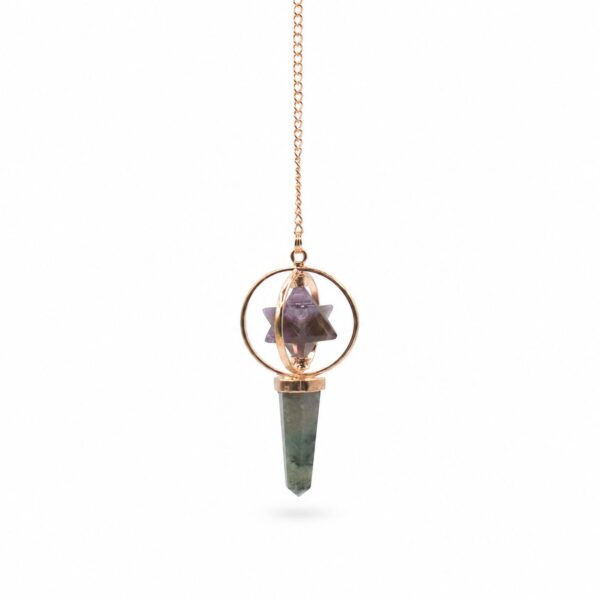 Péndulo de cobre con Merkaba de amatista y labradorita - Navegador cósmico