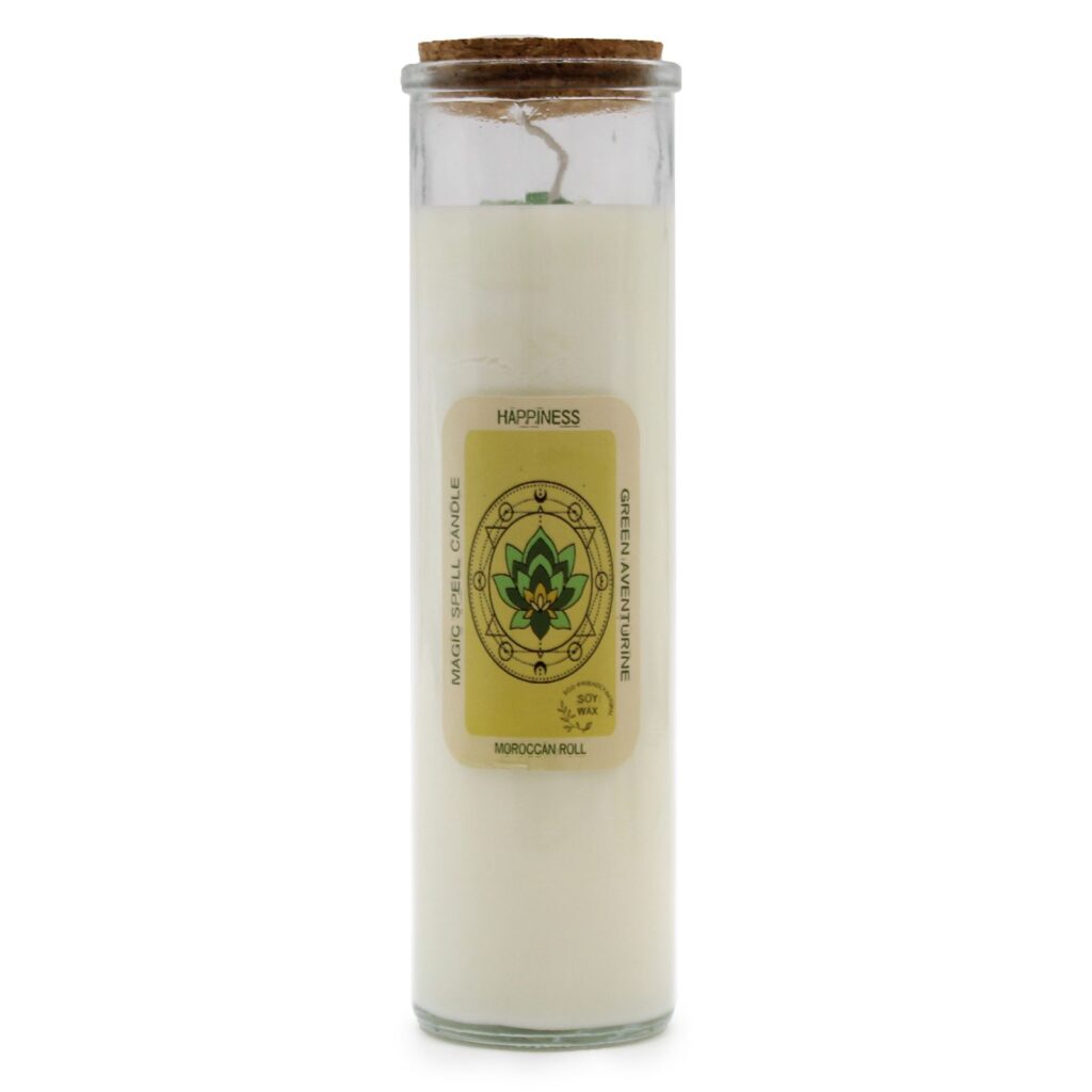 Vela de hechizo con piedras naturales - Felicidad