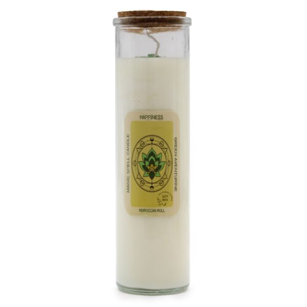 Vela de hechizo con piedras naturales - Felicidad