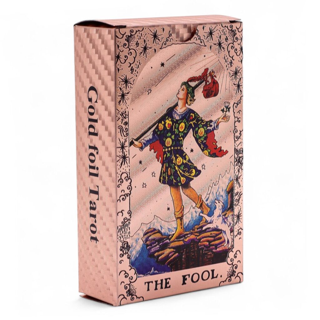 Baraja de tarot con lámina oro rosa y folleto - Fases de la luna