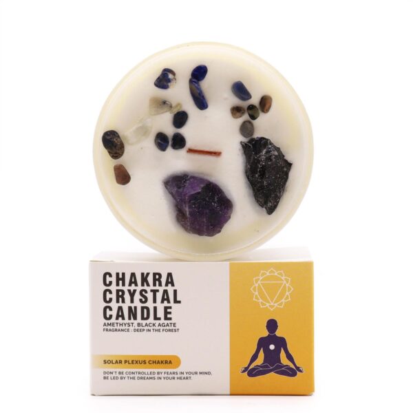 Vela de chakra con piedras naturales - Plexo solar